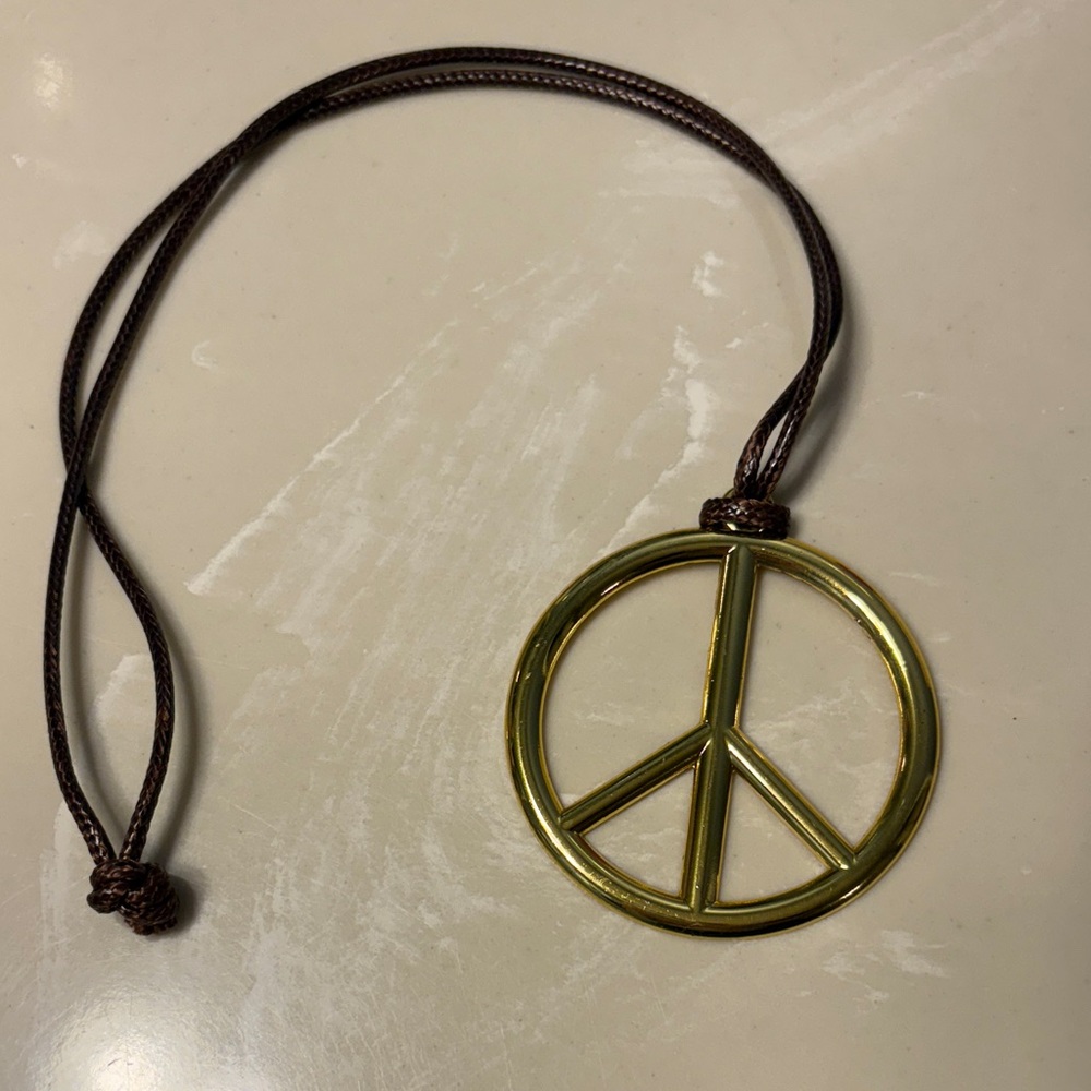 Gold Peace Sign Pendant Necklace